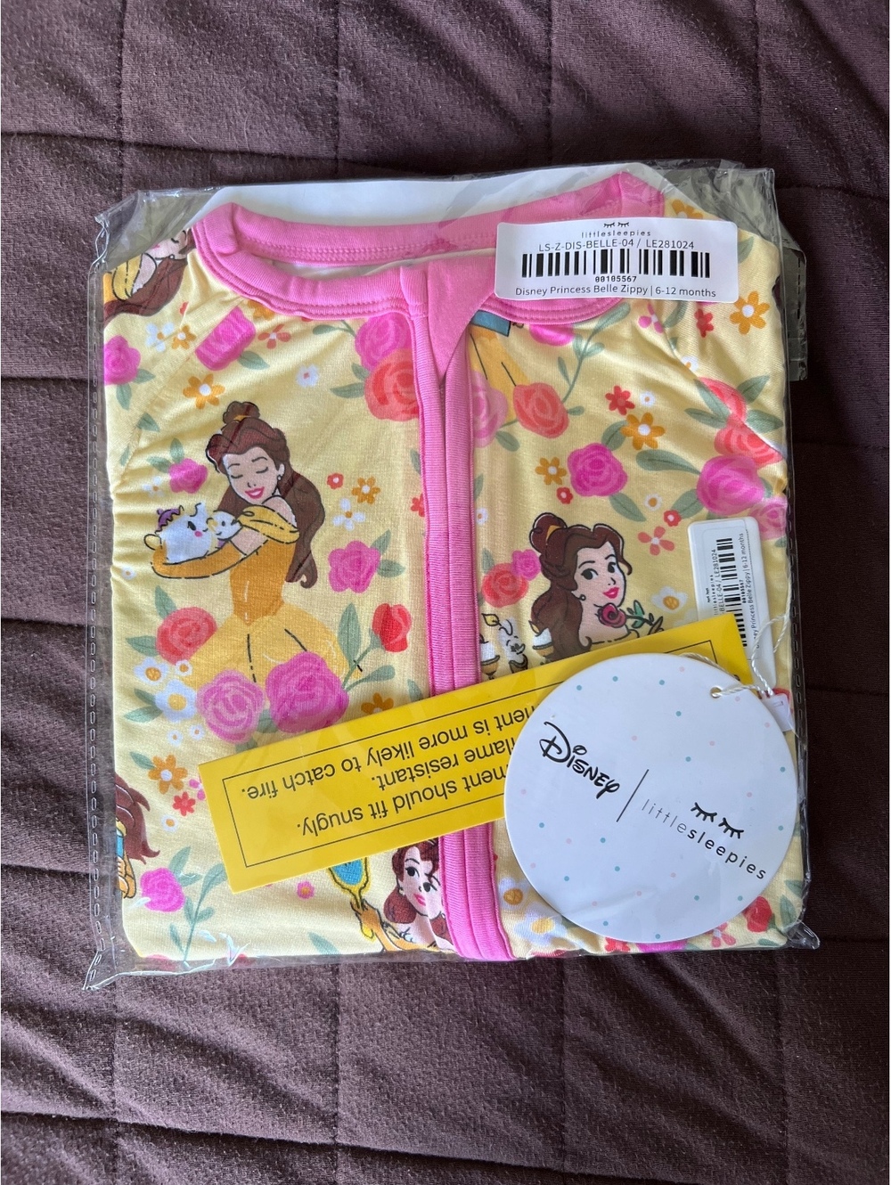 Little Sleepies Princess Belle Zippy 6-12 Months